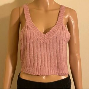 Shein Sleeveless V Neck Ribbed Cropped Knit Sweater/ Camisole